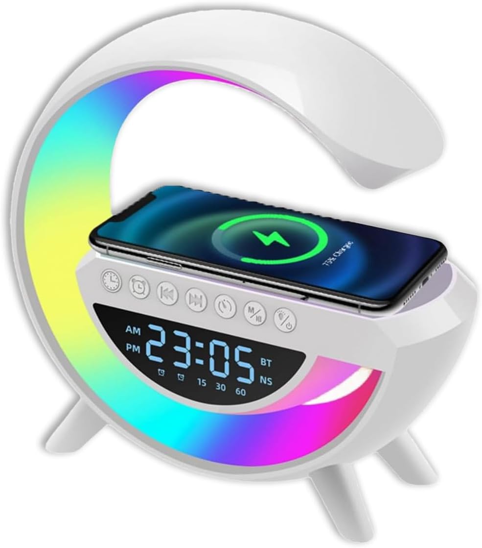 "LED Wireless Charger Speaker – Multi-Function Bluetooth Speaker with Fast Wireless Charging & Colorful LED Lights"