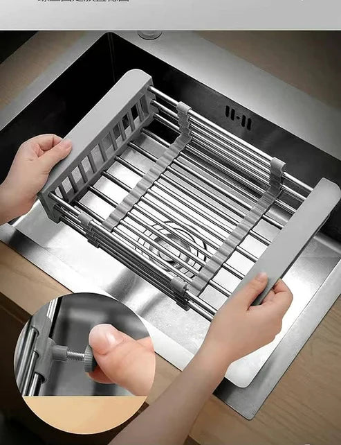 "Multipurpose Kitchen Drain Rack – Space-Saving Sink Organizer for Drying Utensils, Plates & Vegetables"